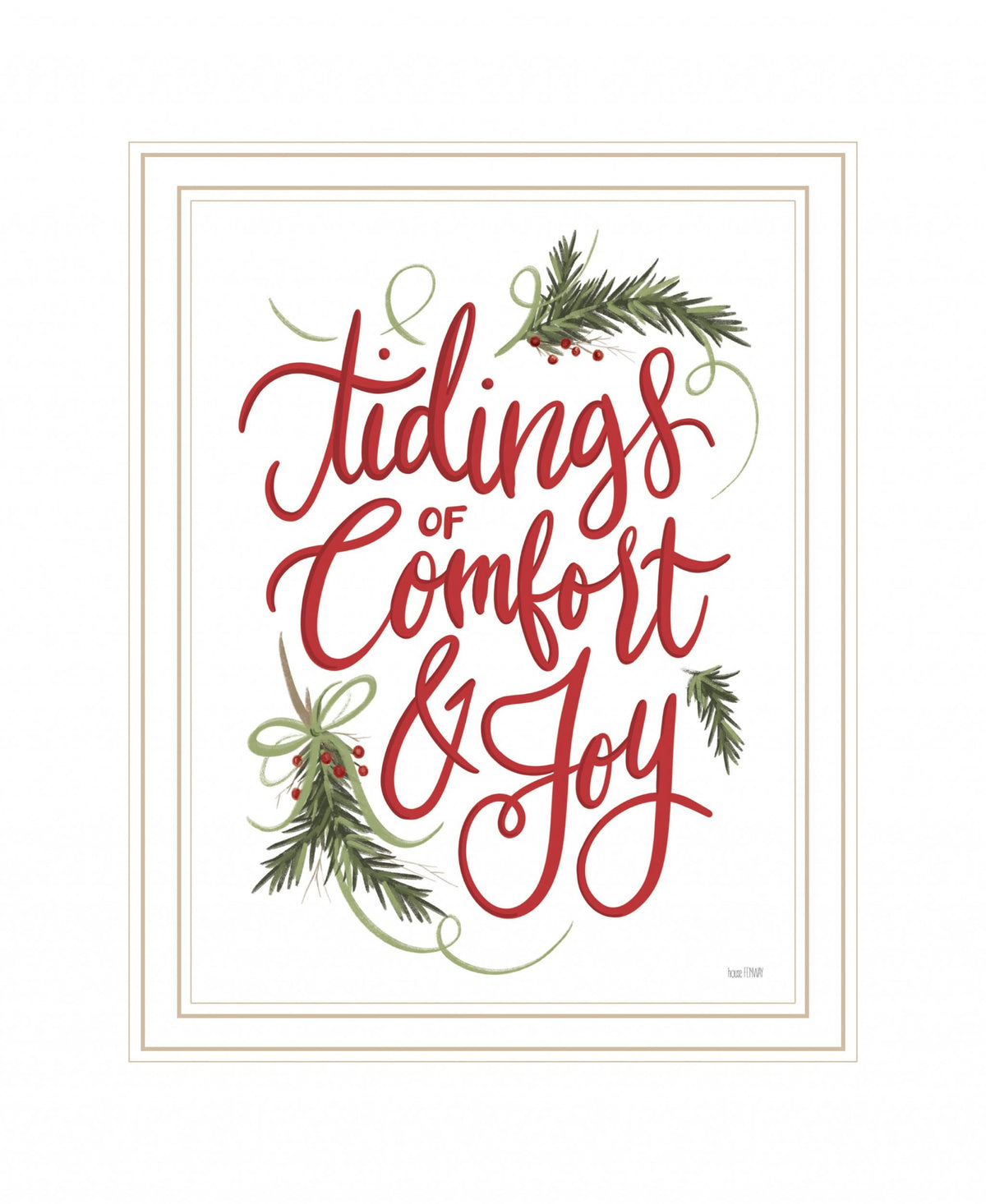 Tidings Of Comfort & Joy 1 White Framed Print Wall Art