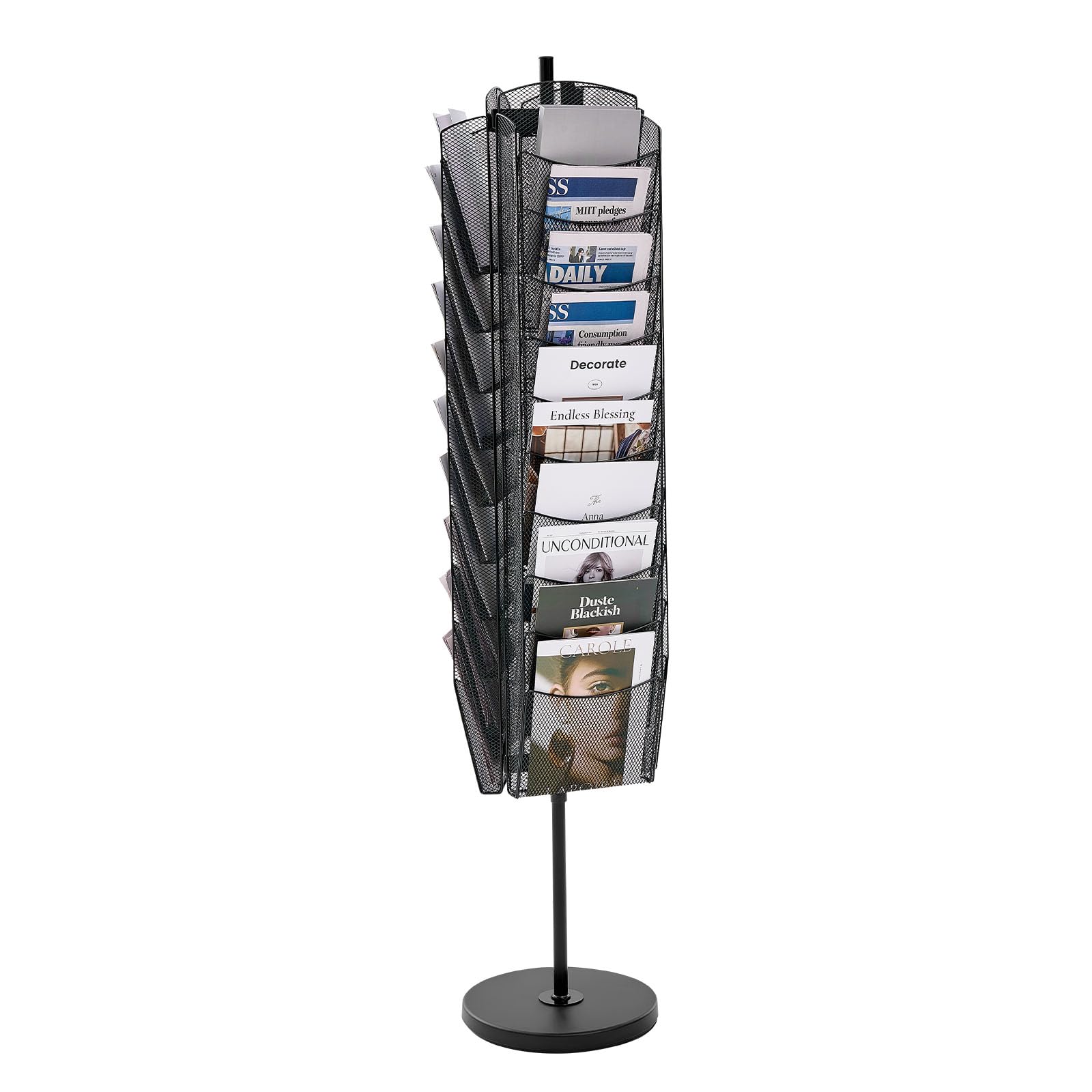 Collapsable Brochure Rack Vevor Rotating Brochure Display Rack, 30 Pockets Mesh Magazine Literat ...