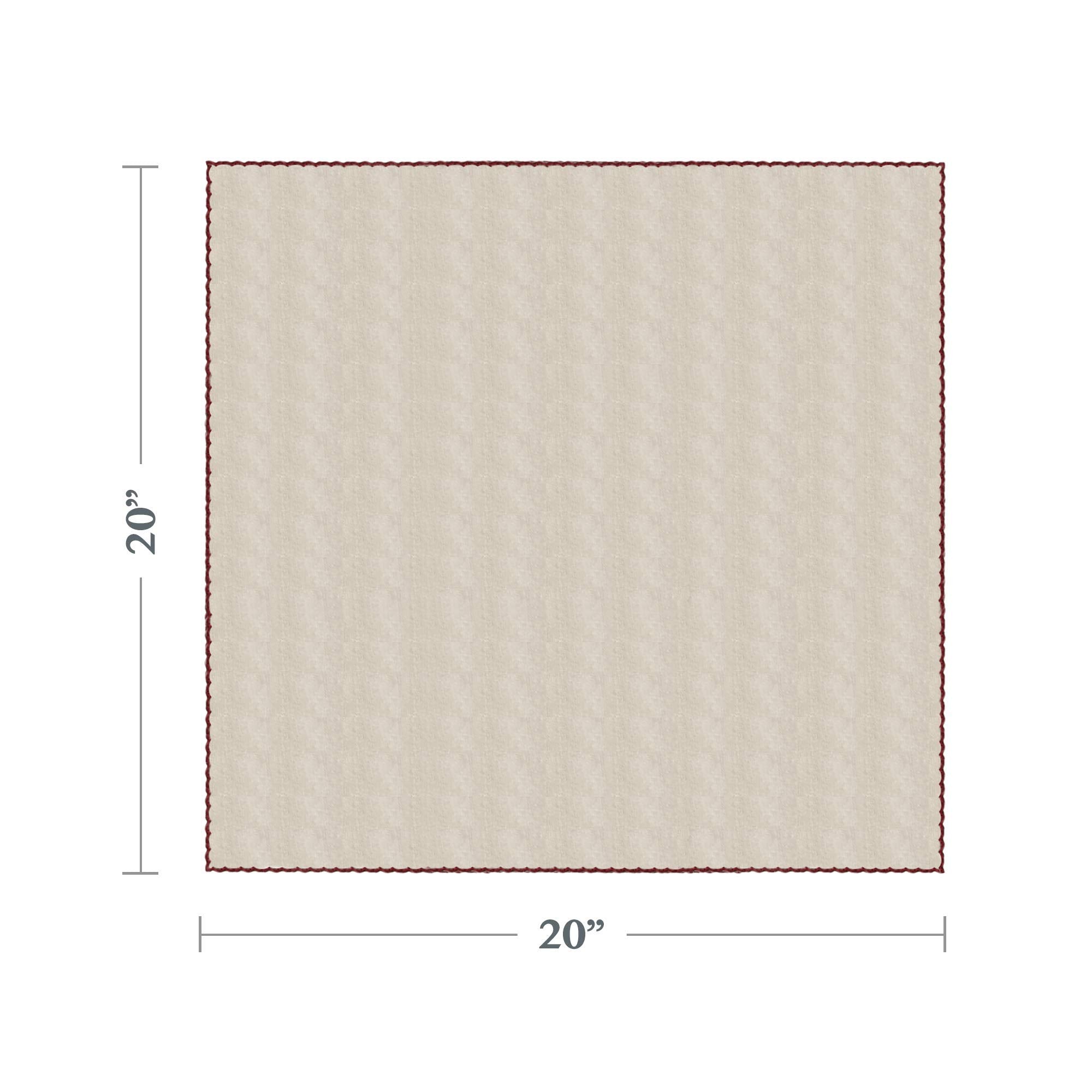 Saro Lifestyle Red Crochet Scalloped Design Napkin - 20' Square, 4 Ct.