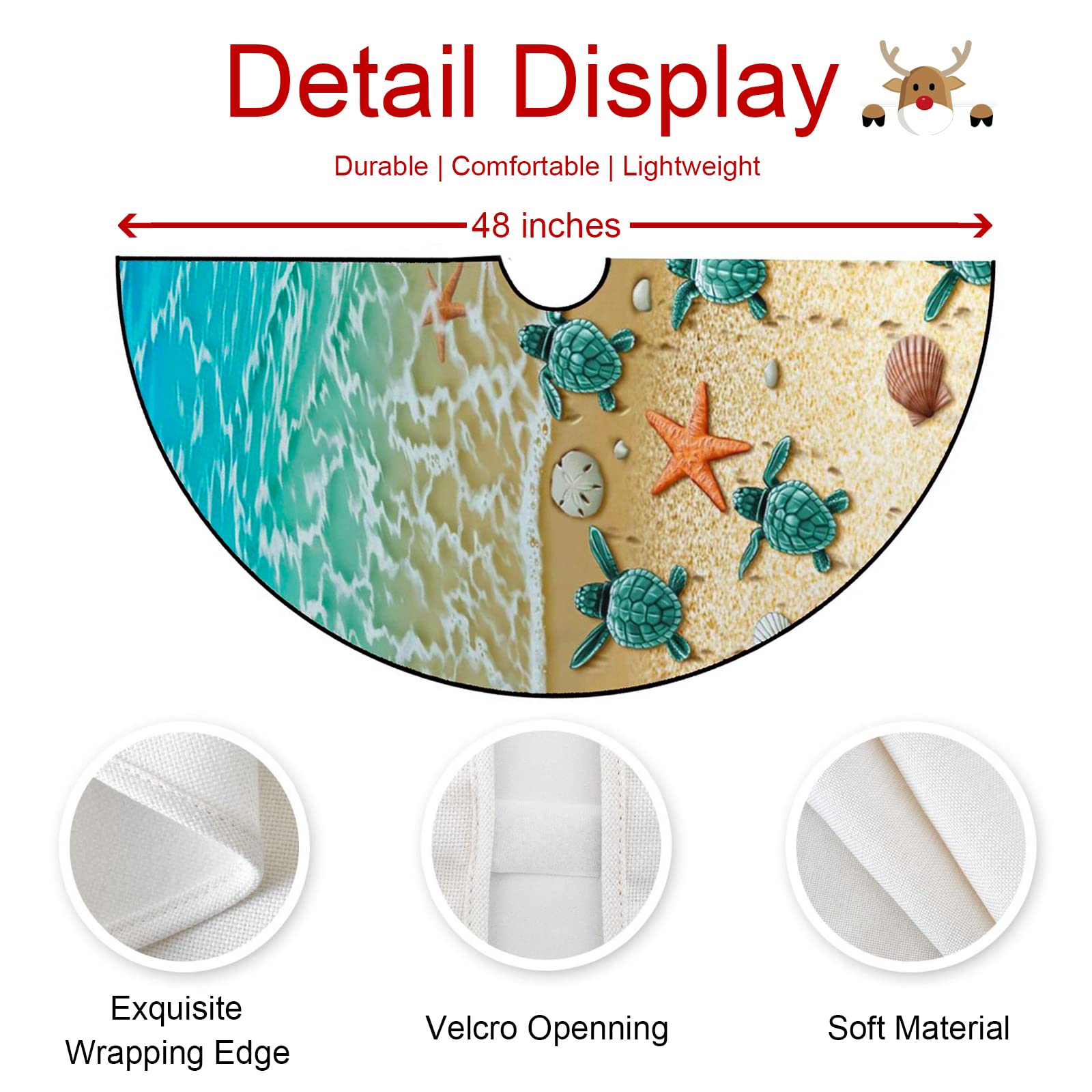 M Yescustom Sea Turtle Christmas Tree Skirt Beach Xmas Tree Mat Starfish Conch Shell Farmhouse Rustic Party Home Decoration Hall