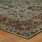 HomeRoots 510004 9 x 12 ft. Blue Red Green & Gold Oriental Power Loom Stain Resistant Rectangle Area Rug