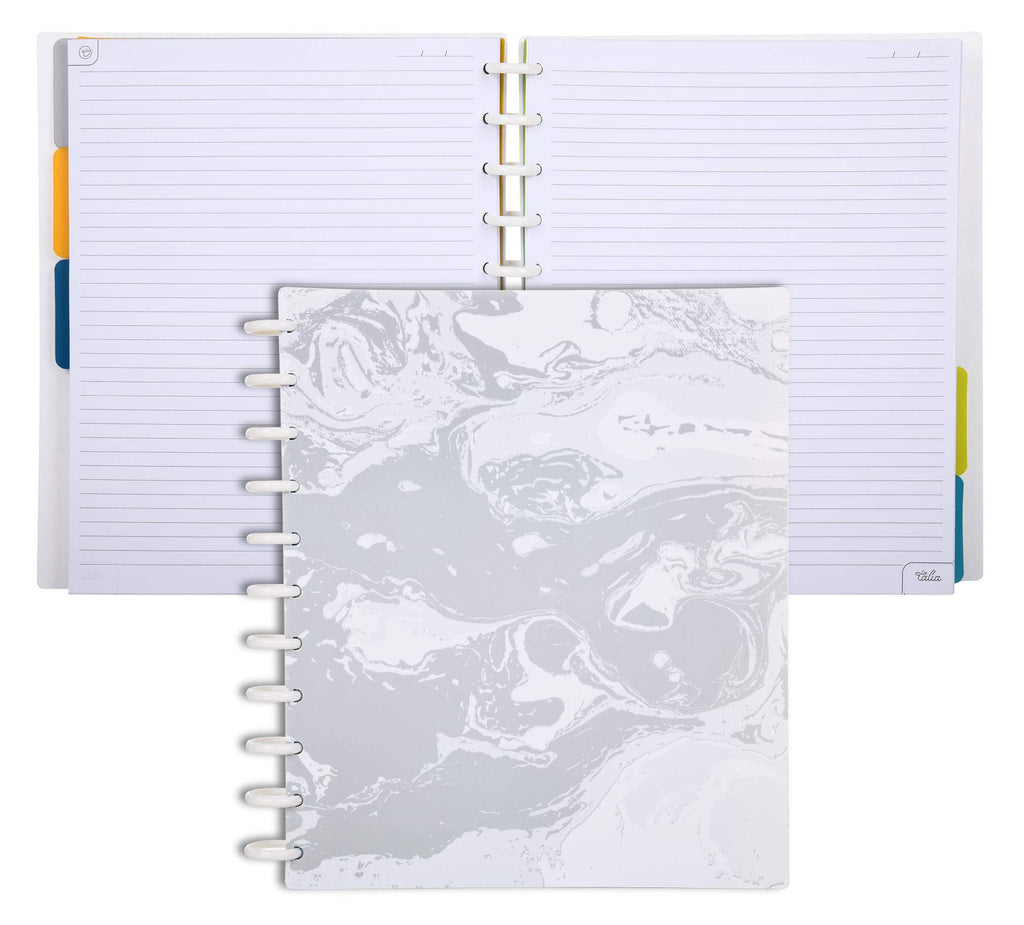 Talia Discbound Notebooks, Planner, Customizable, (Marble Flow Carrara, Letter (8.5In X 11In))