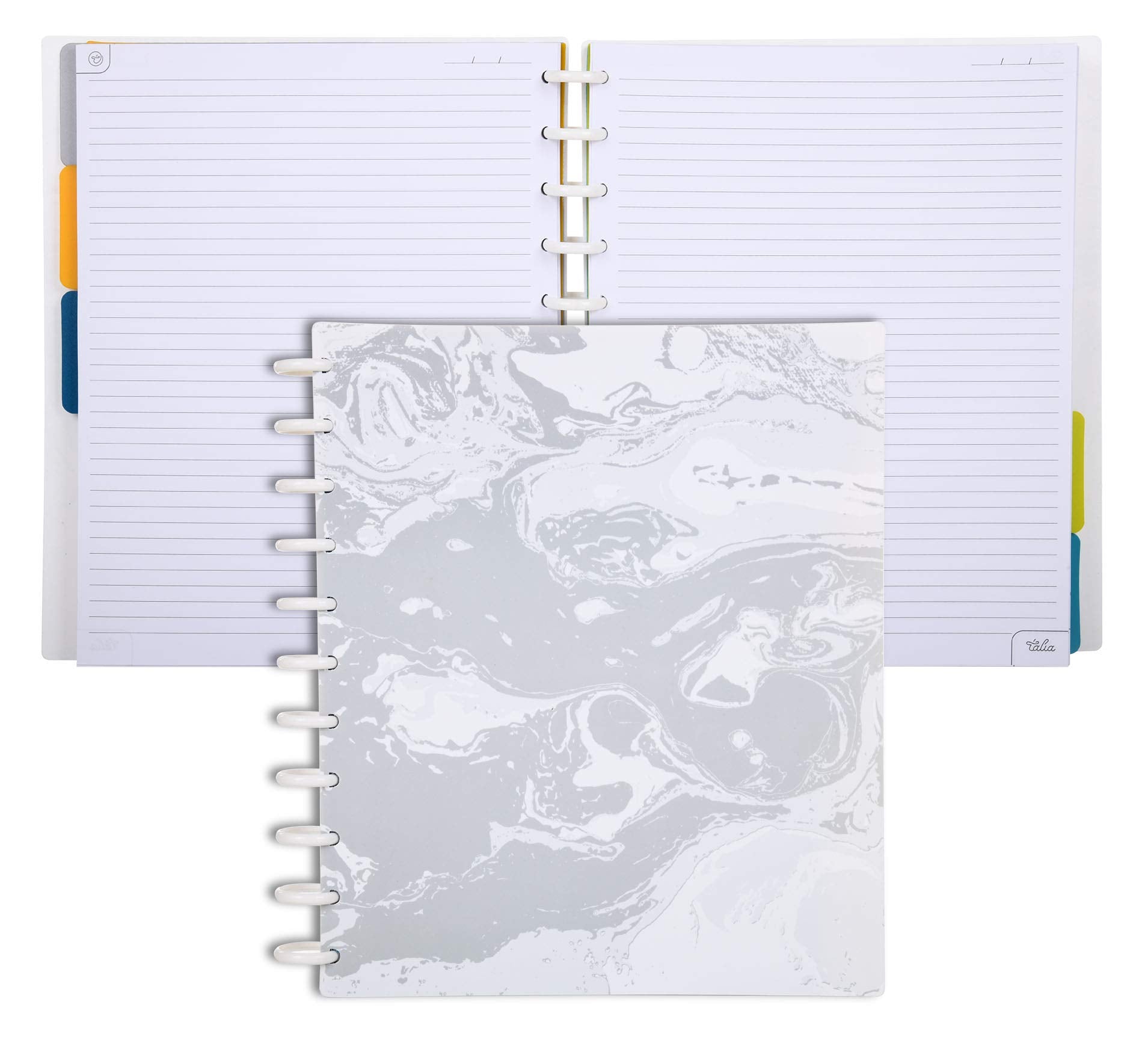 Talia Discbound Notebooks, Planner, Customizable, (Marble Flow Carrara, Letter (8.5In X 11In))