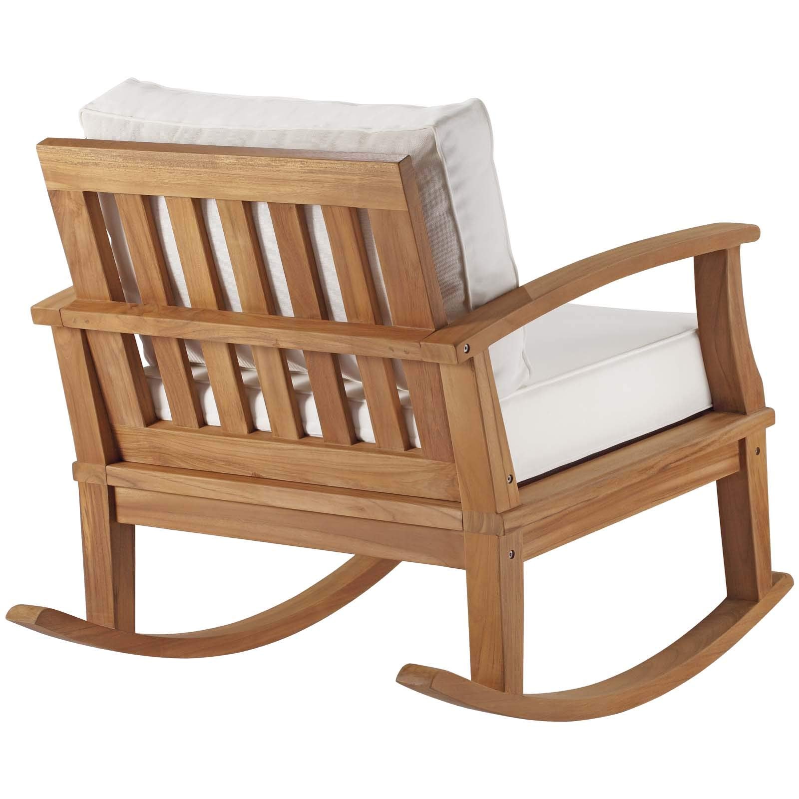Modway Eei-4177-Nat-Whi Marina Patio Teak Rocking Chair, Natural White