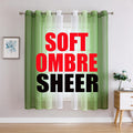 G2000 Sheer Curtains & Drapes 95 Inches Long Green and White Ombre Curtains for Bedroom Living Room Window Curtains Light Filter