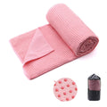 Eunzel Yoga Towel,Hot Yoga Mat Towel - Sweat Absorbent Non-Slip for Hot Yoga, Pilates and Workout 24 x72(Grip Dots, Pink)