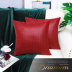 Brawarm Christmas Red Leather Throw Pillows 22 X 22 Inches, Snake Leather Pillow Covers Pack Of 2, Faux Leather Decorative Pillo