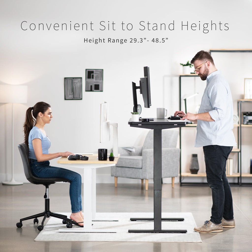 Vivo Electric 43 X 24 Inch Standing Desk Workstation, Memory Controller Height Adjustment, 1B Series, One-Piece Dark Gray Top, White Frame, Desk-Kit-1W4G