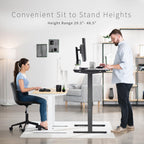 Vivo Electric 43 X 24 Inch Standing Desk Workstation, Memory Controller Height Adjustment, 1B Series, One-Piece Dark Gray Top, White Frame, Desk-Kit-1W4G