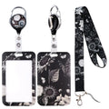 Black Aesthetic Lanyard Id Badge Holder & Art Sunflower Retractable Badge Reel Clip Cool Keychain Lanyard For Keys