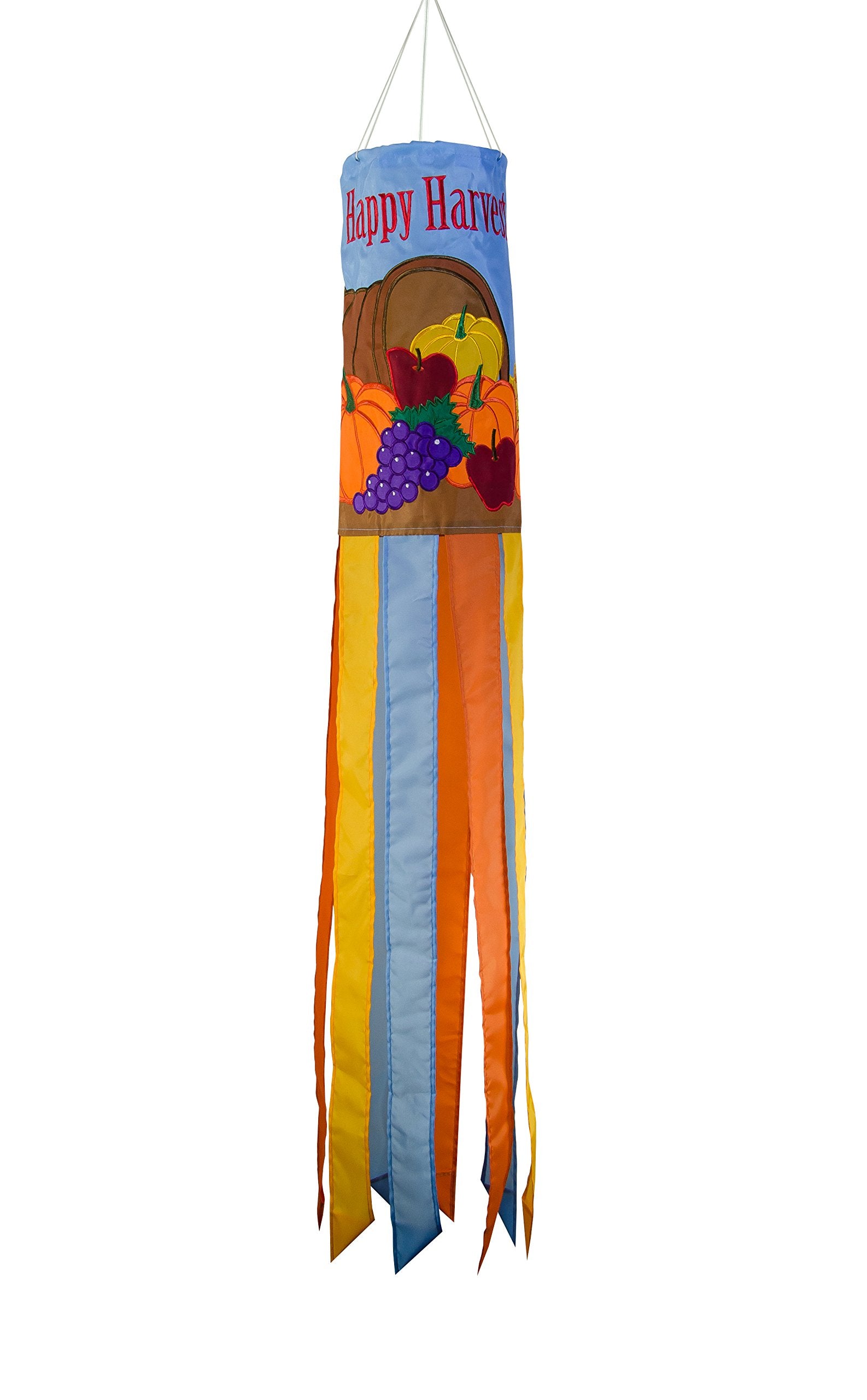 In The Breeze 5030 Happy Harvest Thanksgiving Windsock-Outdoor Holiday Hanging D  Cor, 40-Inch