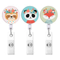 Retractable Badge Holders, Cute Nursing Badge Reel, Badge Clip Id Card Holders (3Pack(Panda-Fox-Sloth))