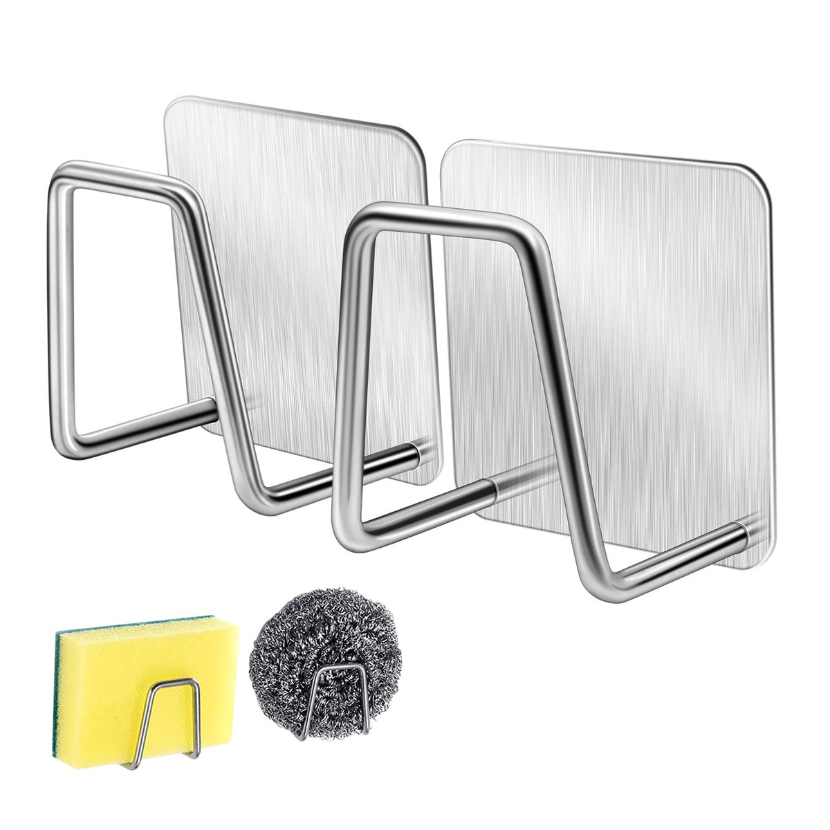EIXENCOSI Sponge Holder for Kitchen Sink, Kitchen Sink Caddy with Strong Adhesive, SUS304 Stainless Steel, Waterproof & Quick Dr