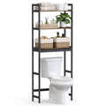 Songmics Over The Toilet Storage, 3-Tier Bathroom Organizer Over Toilet With Adjustable Shelves, Multifunctional Bathroom Shelf, Rustic Brown And Black Ubts012B01