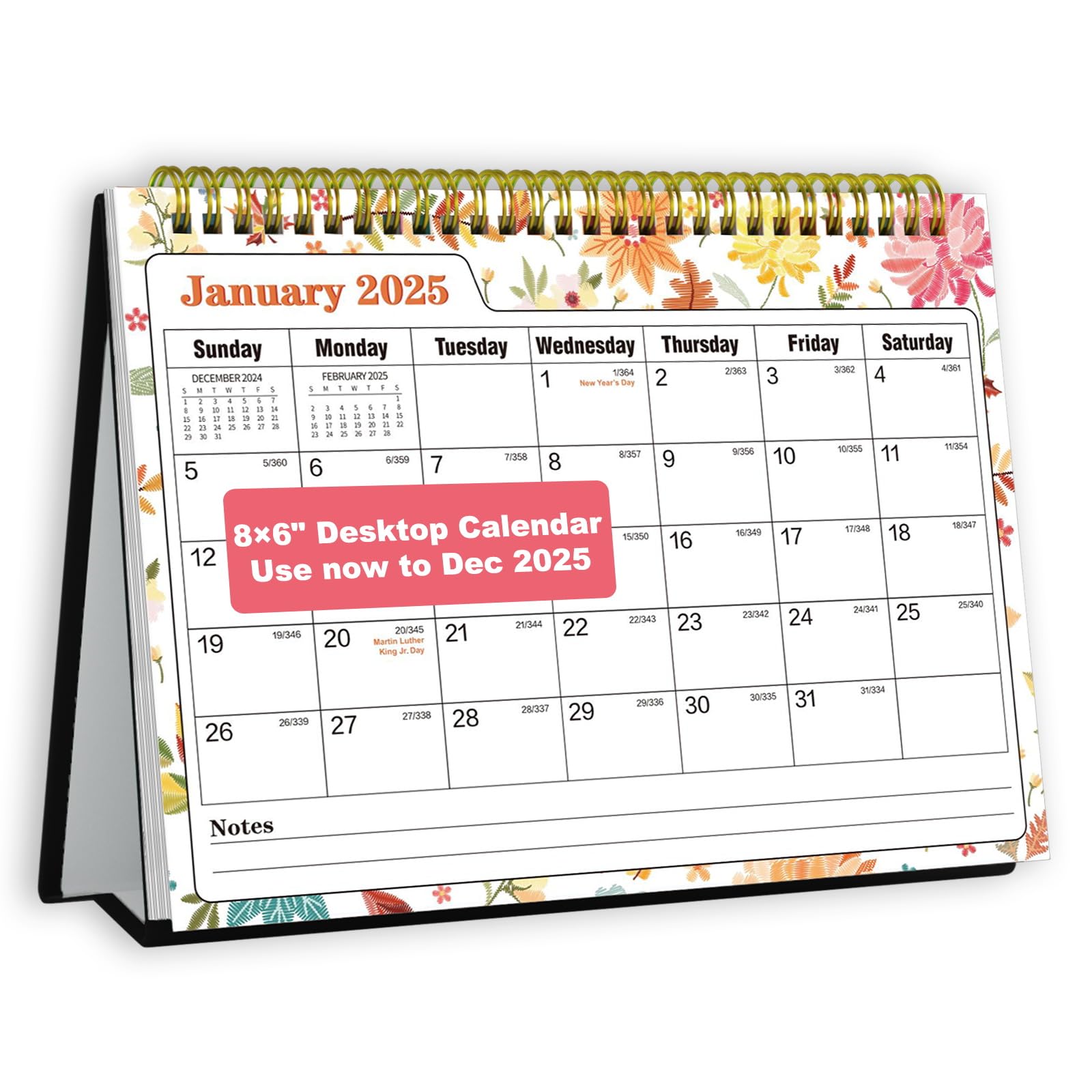Small Desk Calendar 2025 - Standing 2025 Desk Calendar, Oct. 2024 - Dec. 2025, 8' X 6', Monthly Flip Desktop Calendar With To