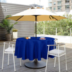 SARAFLORA Outdoor and Indoor Tablecloth -60 inch Round, Blue Wrinkle Free Washable Waterproof Table Cloth with Umbrella Hole and