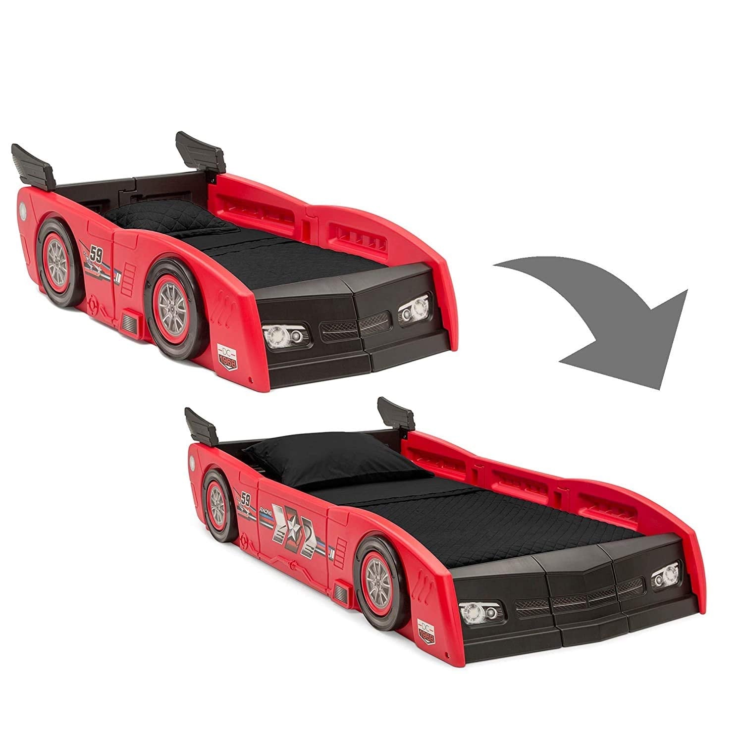 Delta Children Grand Prix Race Car Toddler-To-Twin Bed, Red