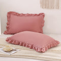 Pink Mocha Pillow Shams Cute Ruffle Standard Pillowcases Solid Pillow Cover Set Of 2 Shabby Chic Soft Pink Pillowcases 2 Pack (Q