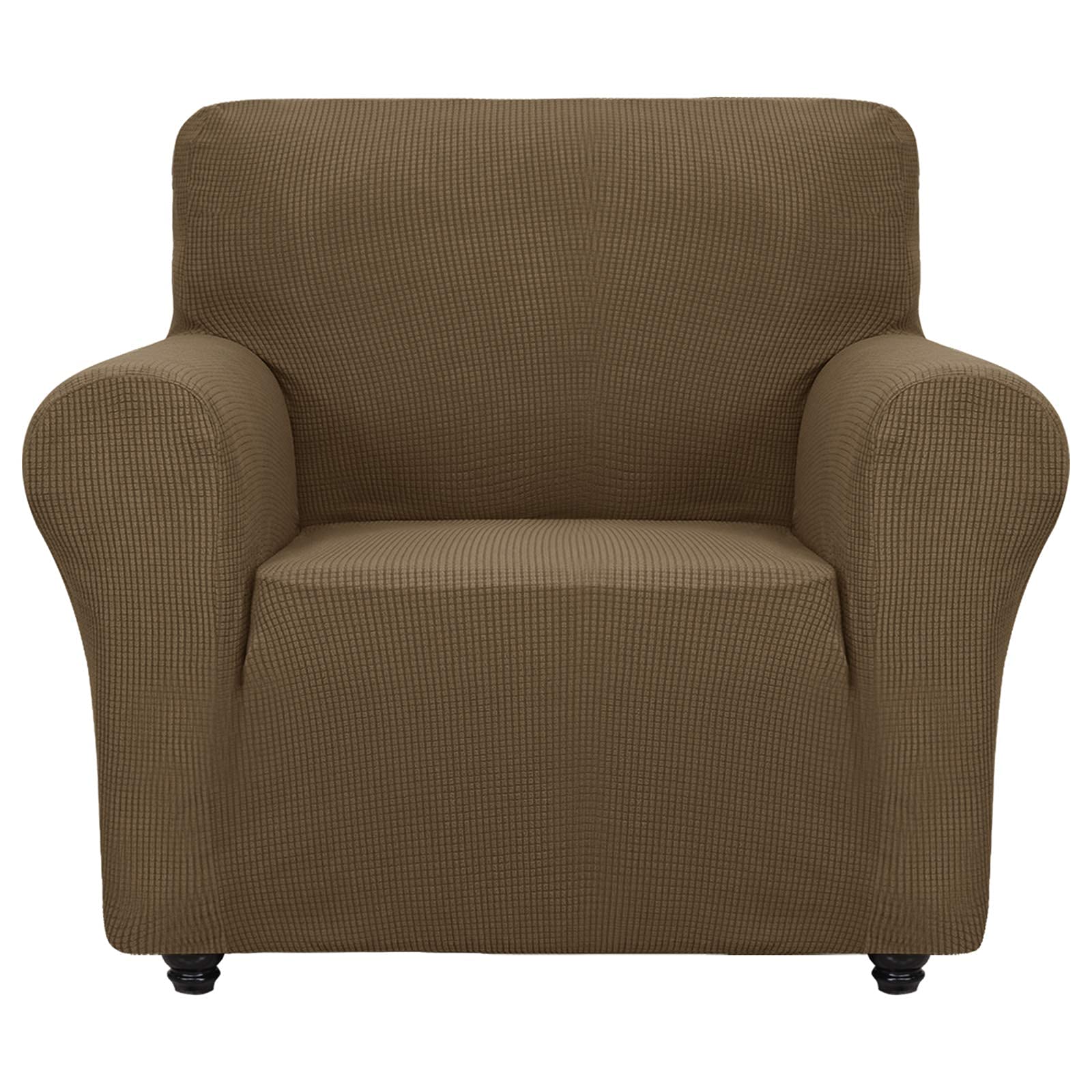 Znsayotx Super Stretch Chair Slipcover Universal Sofa Chair Covers For Living Room Dogs Pet Furniture Protector Spandex Armchair Slipcovers With Anti Slip Foam Sticks (Brown, Chair)