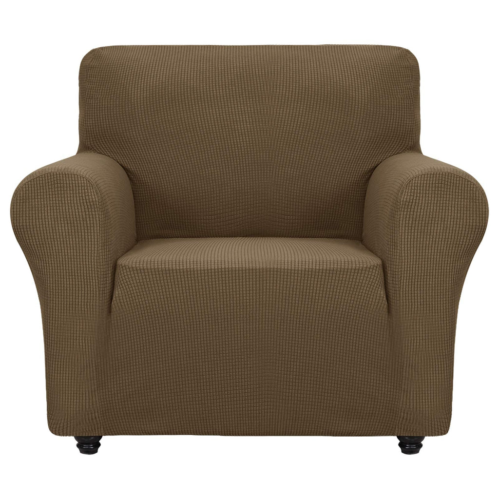 Znsayotx Super Stretch Chair Slipcover Universal Sofa Chair Covers For Living Room Dogs Pet Furniture Protector Spandex Armchair Slipcovers With Anti Slip Foam Sticks (Brown, Chair)