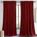 Nicetown Christmas Red Velvet Textured Curtains/Draperies, Home Decoration Panels With Rod Pocket Design For Hall, Villa (1 Pair