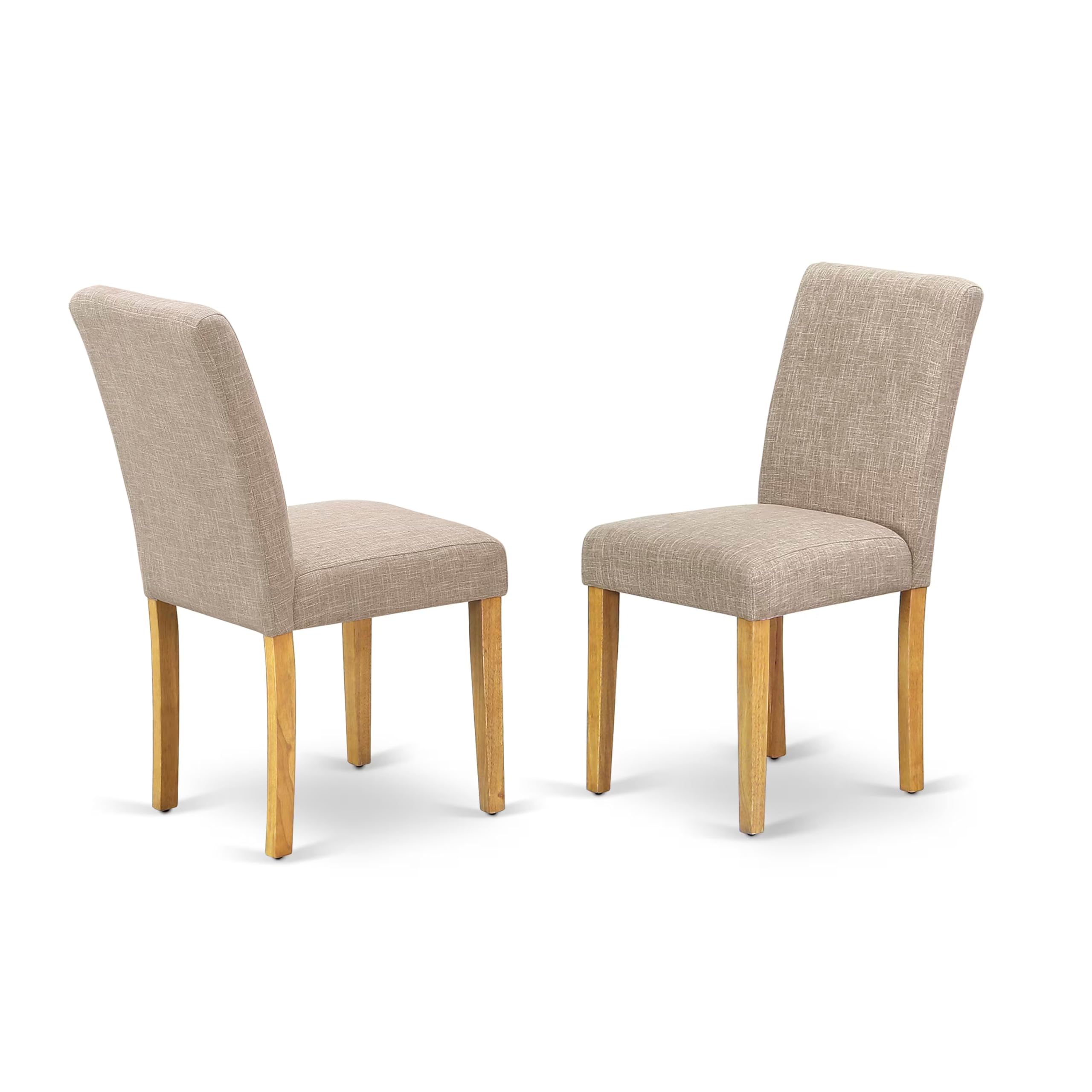 East West Furniture Caab7-Oak-04 7 Piece Modern Dining Table Set Consist Of A Rectangle Wooden Table And 6 Light Tan Linen Fabric Upholstered Chairs, 36X60 Inch, Oak