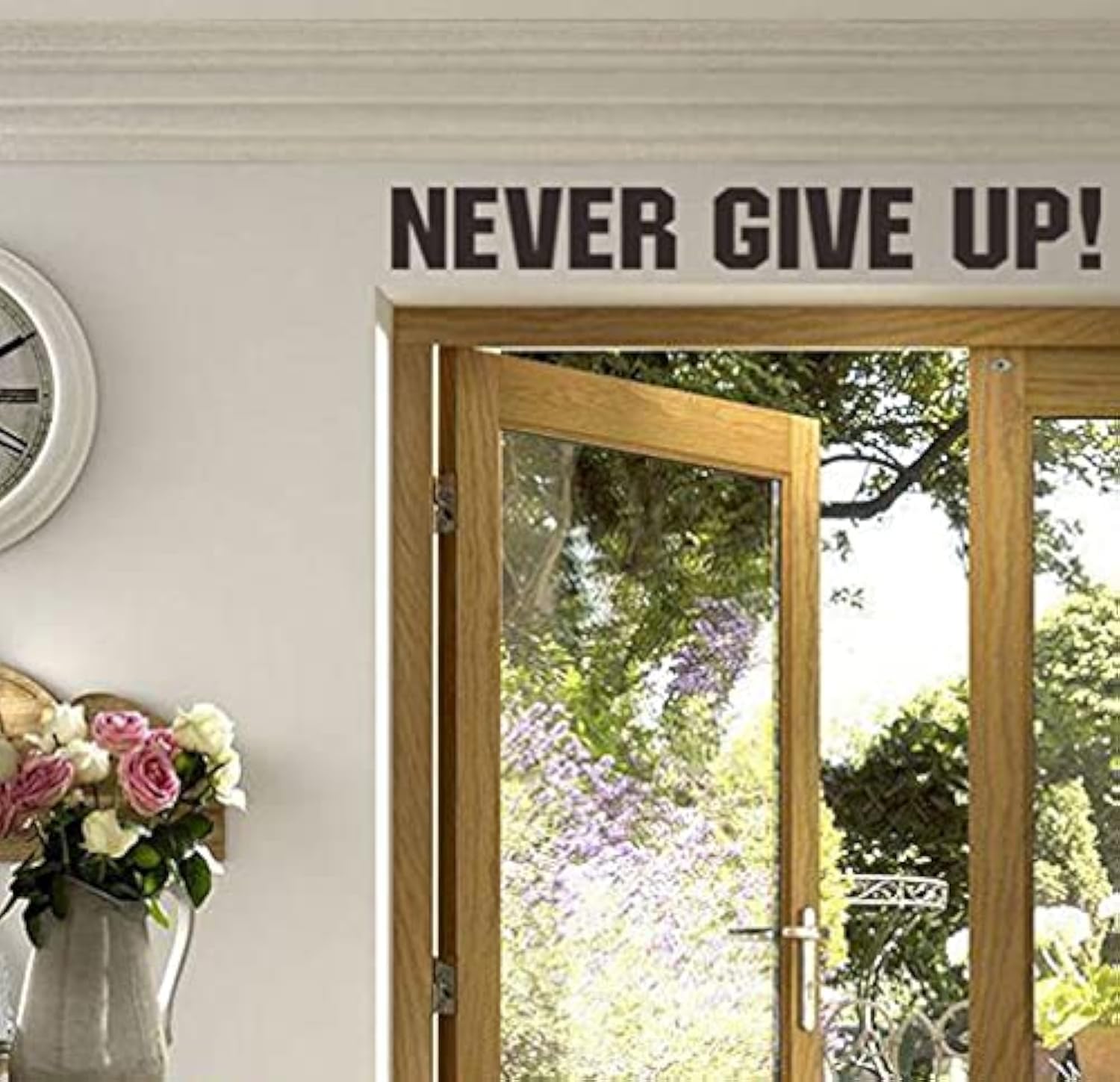 Inspirational Quotes Never Give Up Wall Sticker for Office School, Positive Affirmations Saying Words Wall Decal for Kids Room W