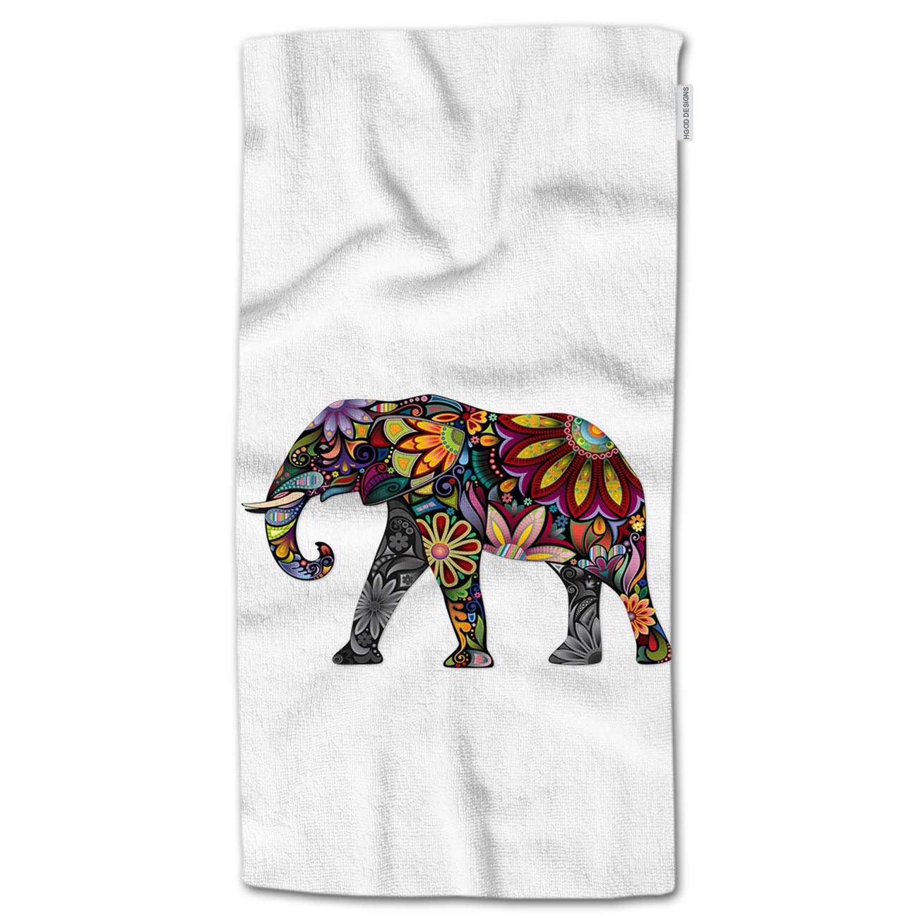 HGOD DESIGNS Elephant Hand Towels,Mandala Colorful Floral Elephant 100% Cotton Soft Bath Hand Towels for Bathroom Kitchen Hotel 