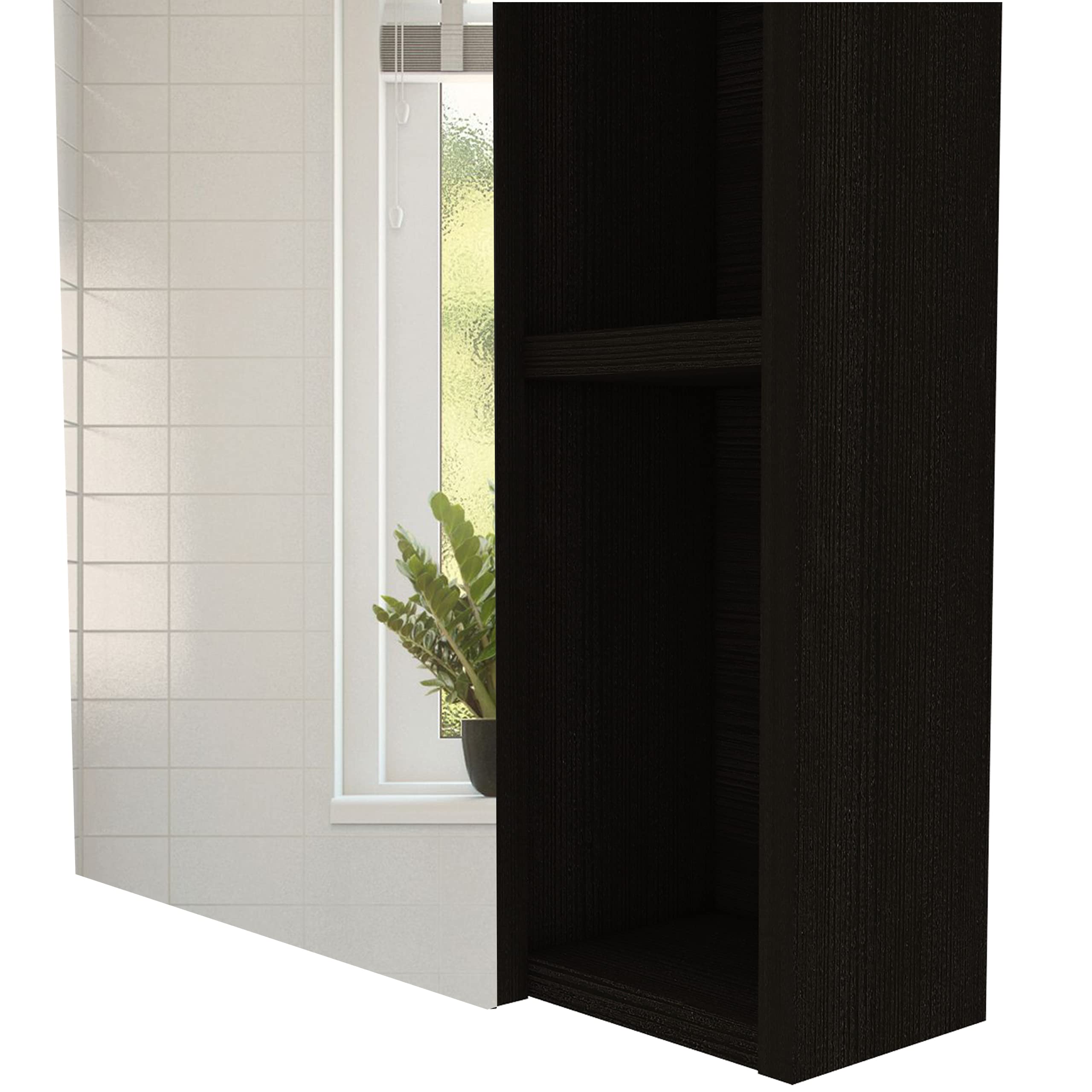 Depot E-Shop Andes Medicine Single Door Cabinet with Mirror, Five Interior Shelves, Black