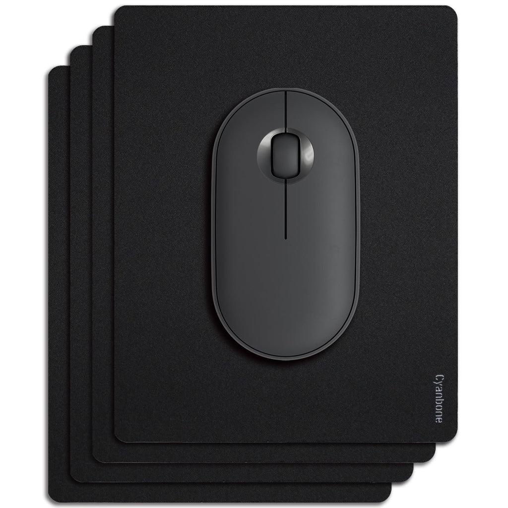 Cyanbone Mini Mouse Pad Small Size 4 Pack, Portable Mouse Pad For Laptop Waterproof, Cute Travel Mousepad Black With Non-Slip Ru