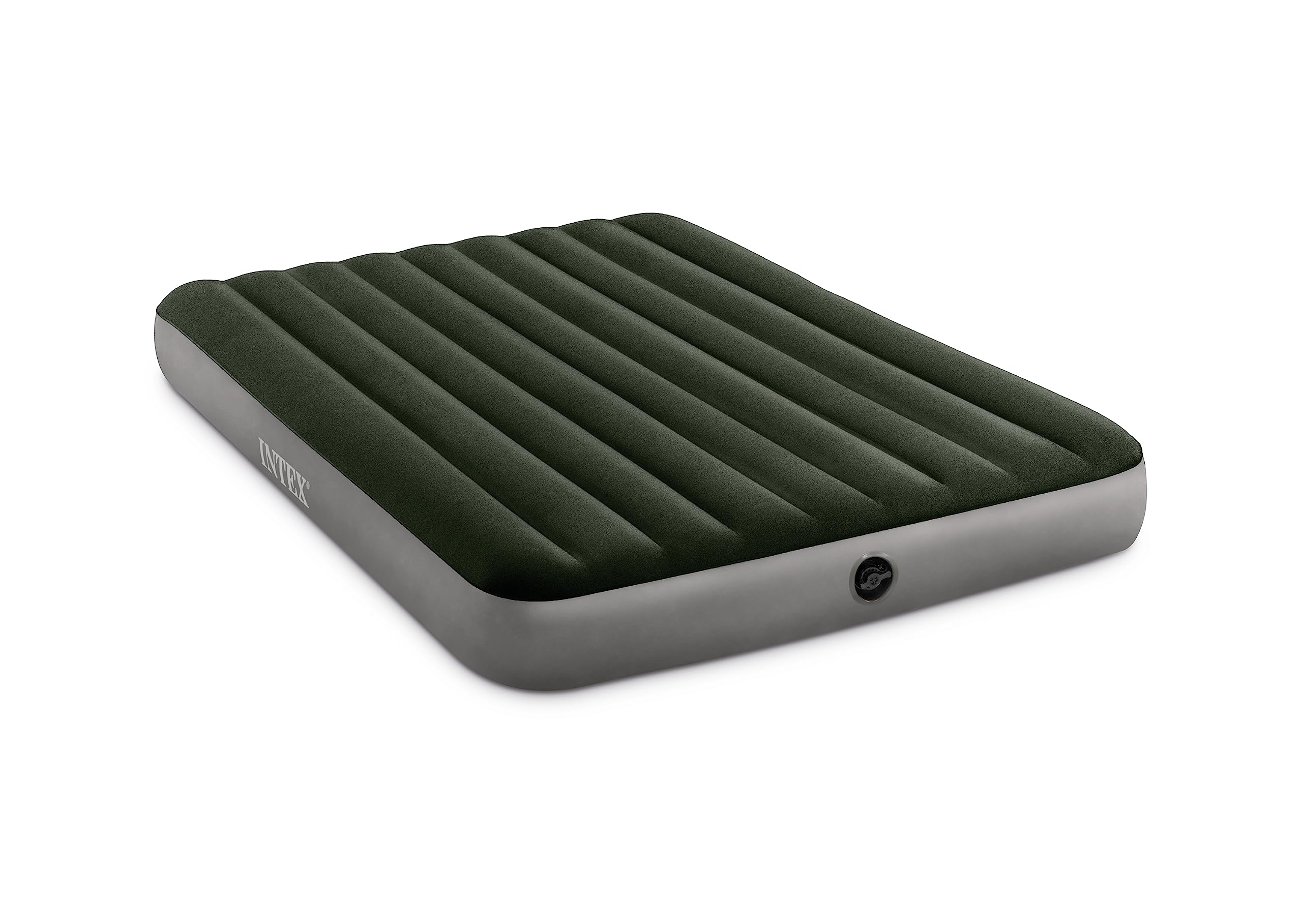Intex 64779E Dura-Beam Standard Prestige Air Mattress: Fiber-Tech - Queen Size - Hand-Held Battery Pump - 10In Bed Height - 600L