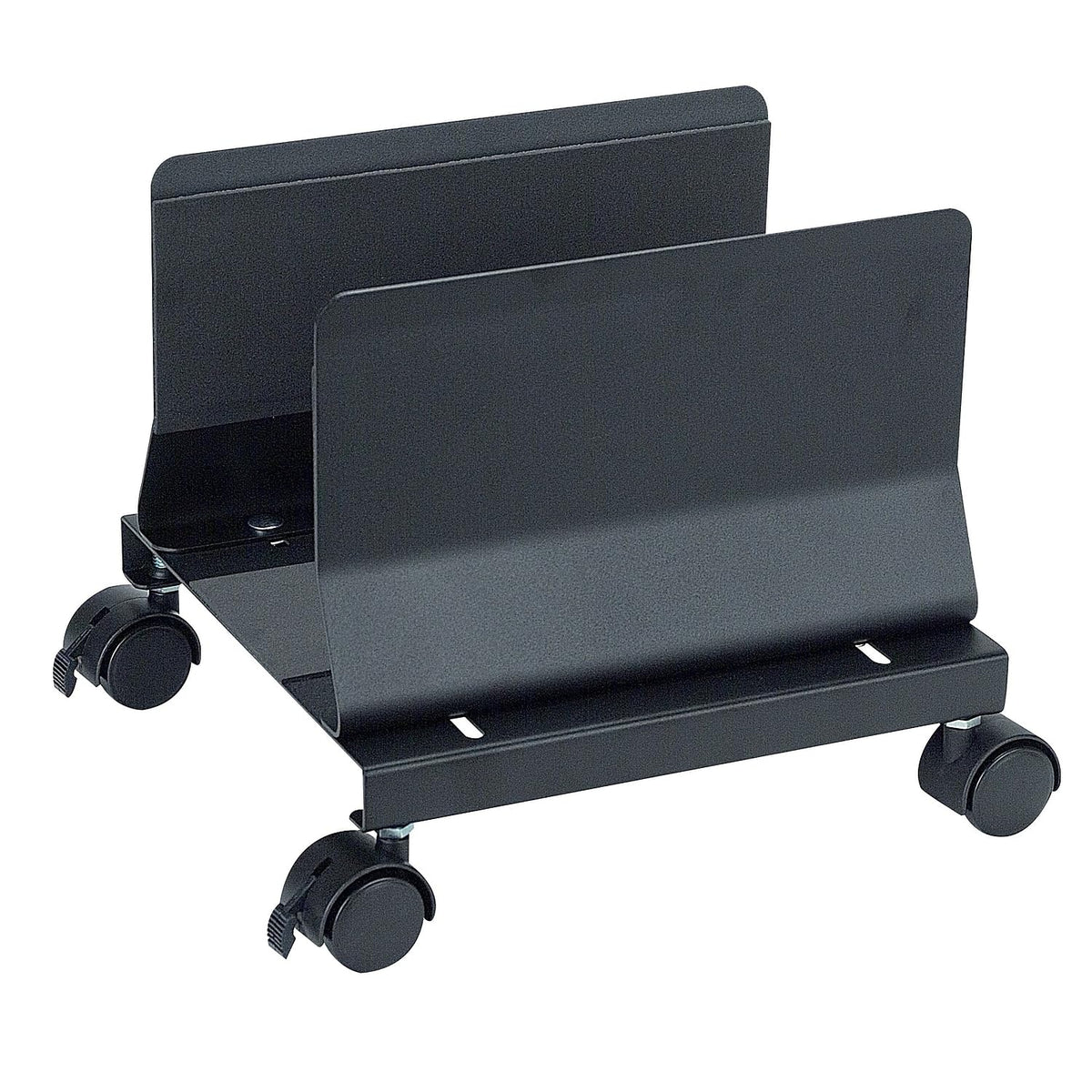 Aidata CS001EB Metal Mobile Desktop CPU Holder Stand, Black, Adjustable from 5.25&quot; to 8.6&quot;, Four Swivel Casters with 2 built-in brakes, EAN 4711234632085