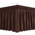 Biscaynebay Wrap Around Bed Skirts For Queen Beds With Short Drop Of 12', Brown Adjustable Elastic Dust Ruffles Easy Fit Wrinkl