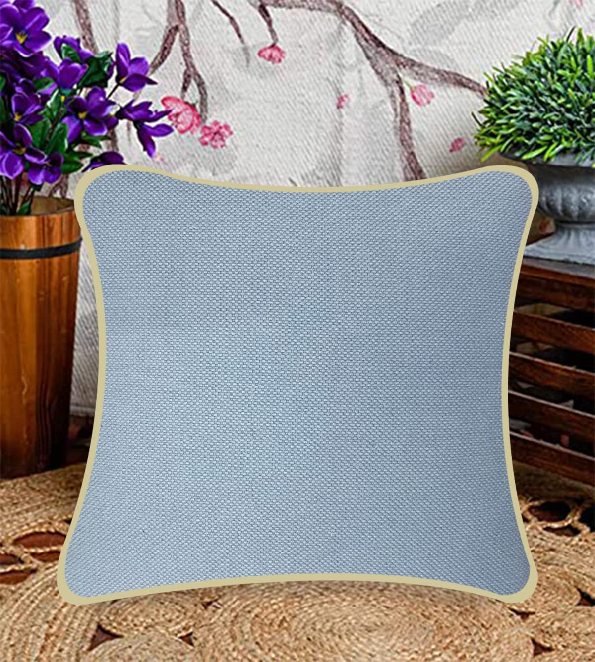 Sajavat Home Cotton Cushion Cover | 18X18 Inches/45X45 Cms | Light Blue (Pack Of 1)