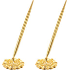Outus 2 Pieces Hollow Round Pen Holder Pen Set For Wedding Bridal Engagement Guests Book Valentine'S Day Favor (Gold)