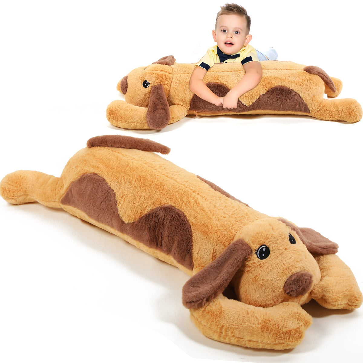 Queekay Dog Body Pillow Dog Stuffed Animals Plush Long Body Pillow For Dogs Large Sleeping Hugging Dog Pillow Birthday Valentine