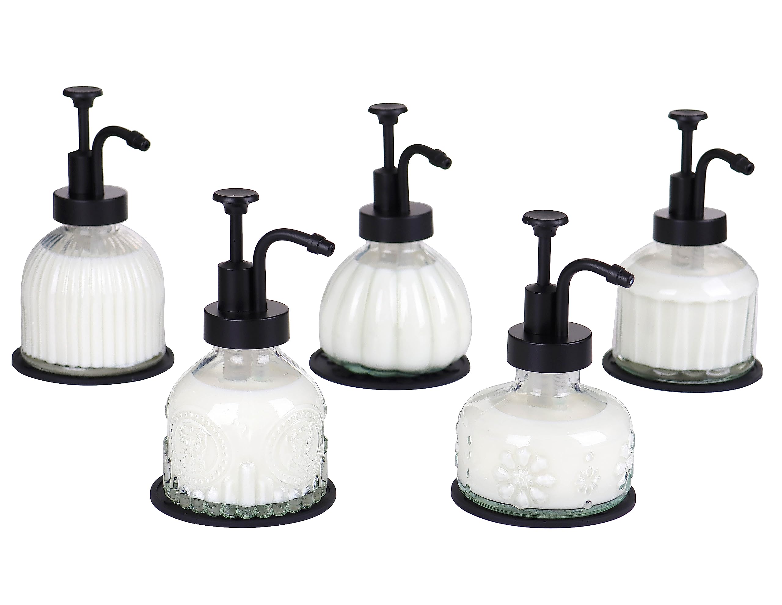 Glass Soap Dispenser For Kitchen And Bathroom Countertop, Smooth Action Pump Refillable Wash Hand Liquid, Dish Detergent, Farmho