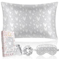 Miss Adola Mulberry Silk Pillow Case For Hair And Skin 19 Momme Queen 30'X20' Grey Silk Pillowcase With Eye Mask & Scrunchie S