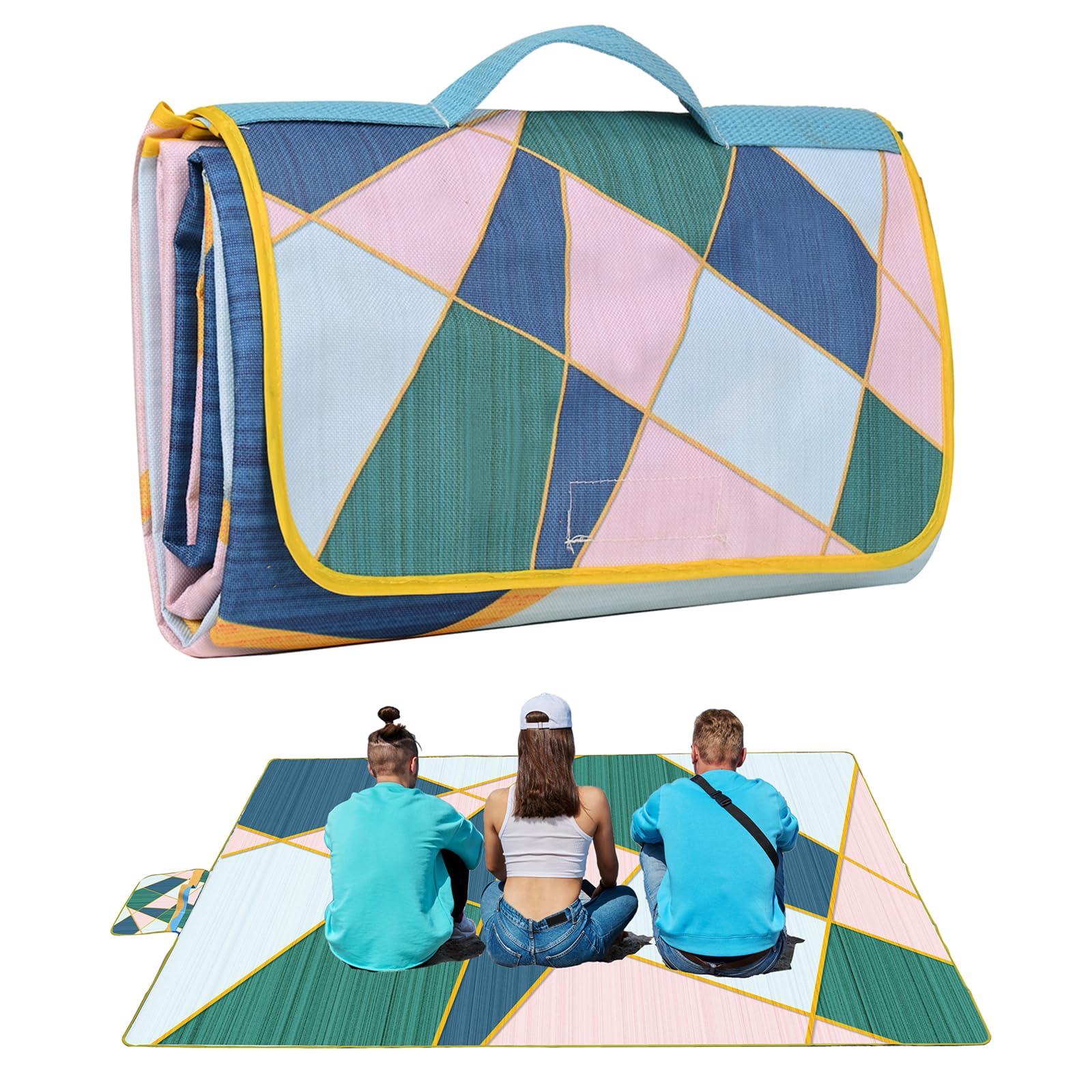 Dancoom Picnic Blanket, Foldable Waterproof Sand Mat,80' X 80' Extra Large Picnic Blanket,Outdoor Mat Beach Blanket For Campin