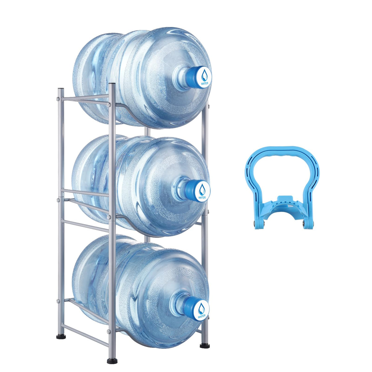 VEVOR 5 Gallon Water Jug Holder, 3 Tiers Water Bottle Holder, Heavy Duty Water Bottle Rack with 3 Slots, Detachable Water Jug St