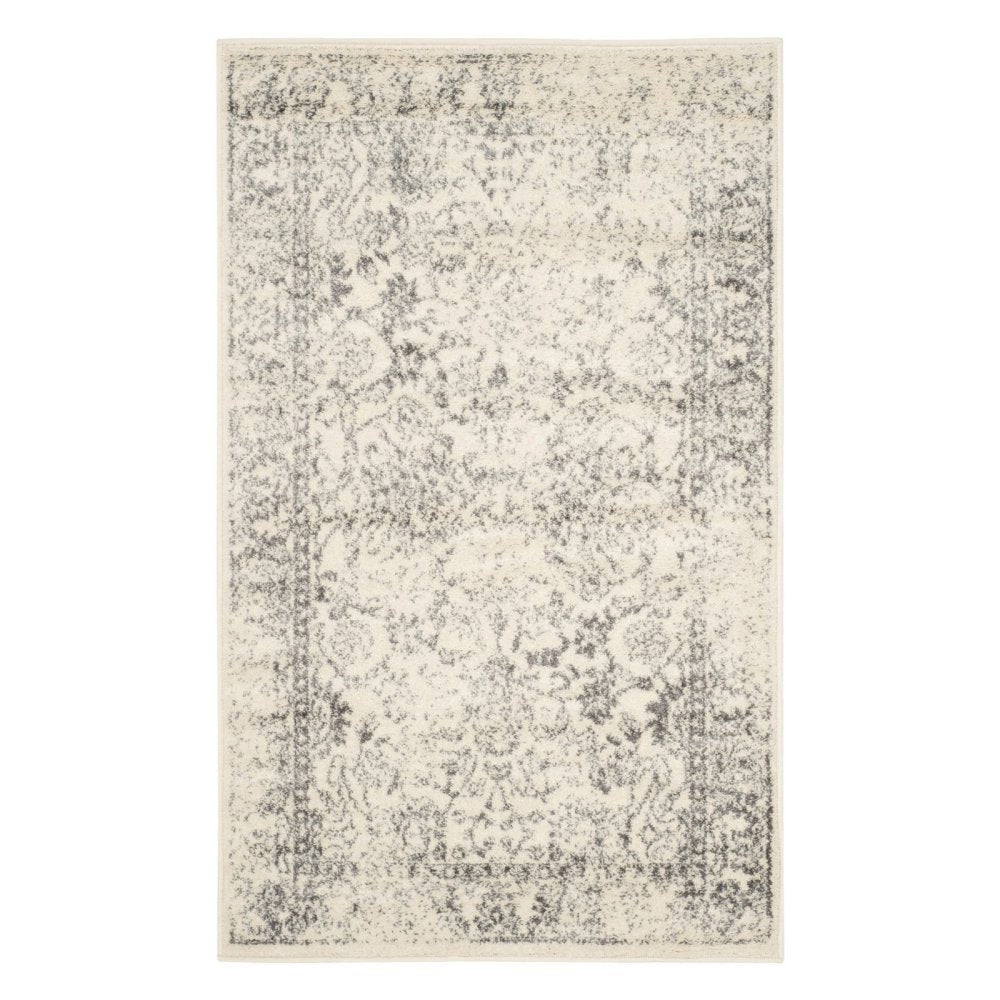 SAFAVIEH Adirondack Collection Runner Rug - 26 x 18, Ivory & Silver, Oriental Distressed Design, Non-Shedding & Easy Care, Ide