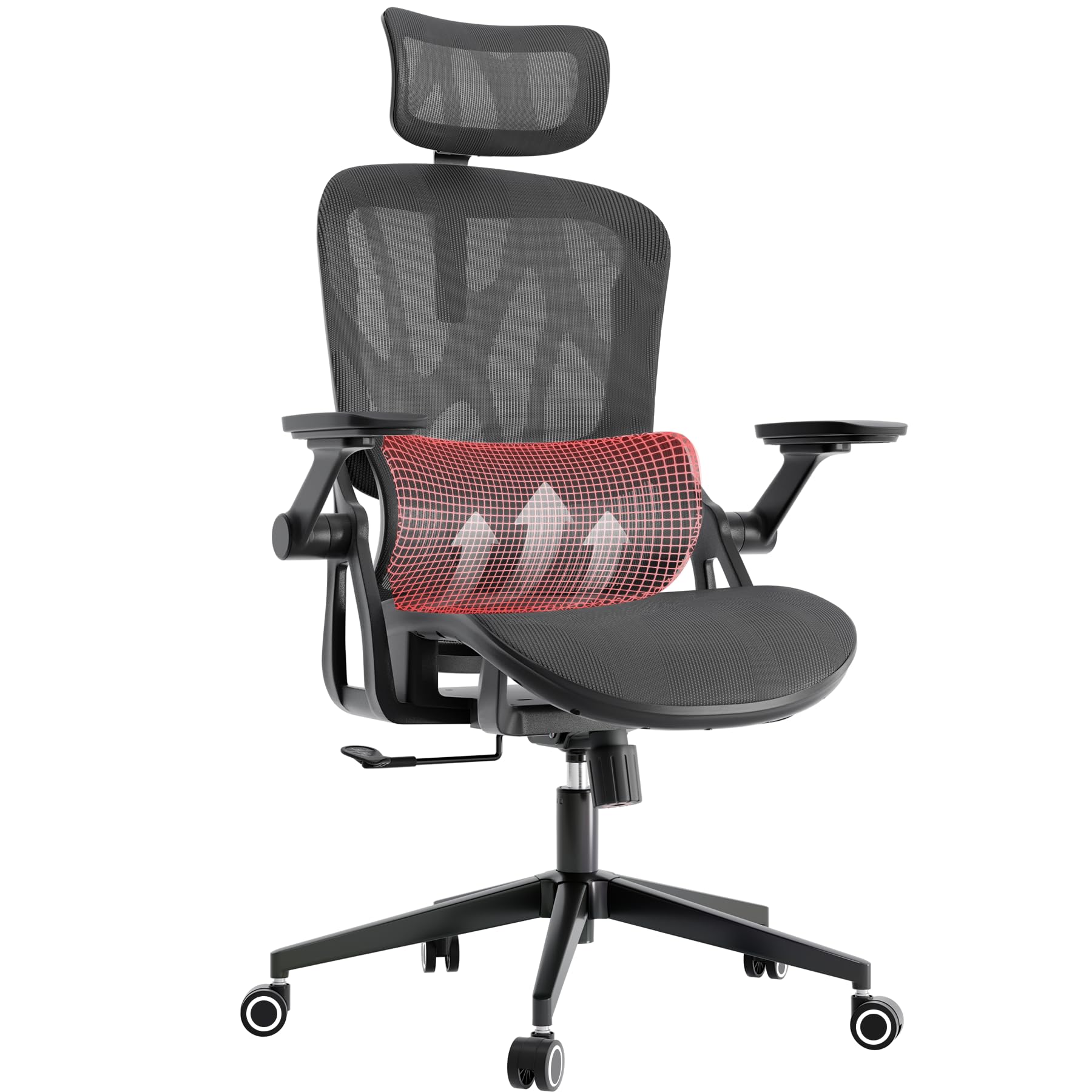Laojawbow Ergonomic Office Chair - 400Lb Comfy Mesh Chairs With Headrest And Lumbar Back Support, Heavy Duty Computer Desk Chair