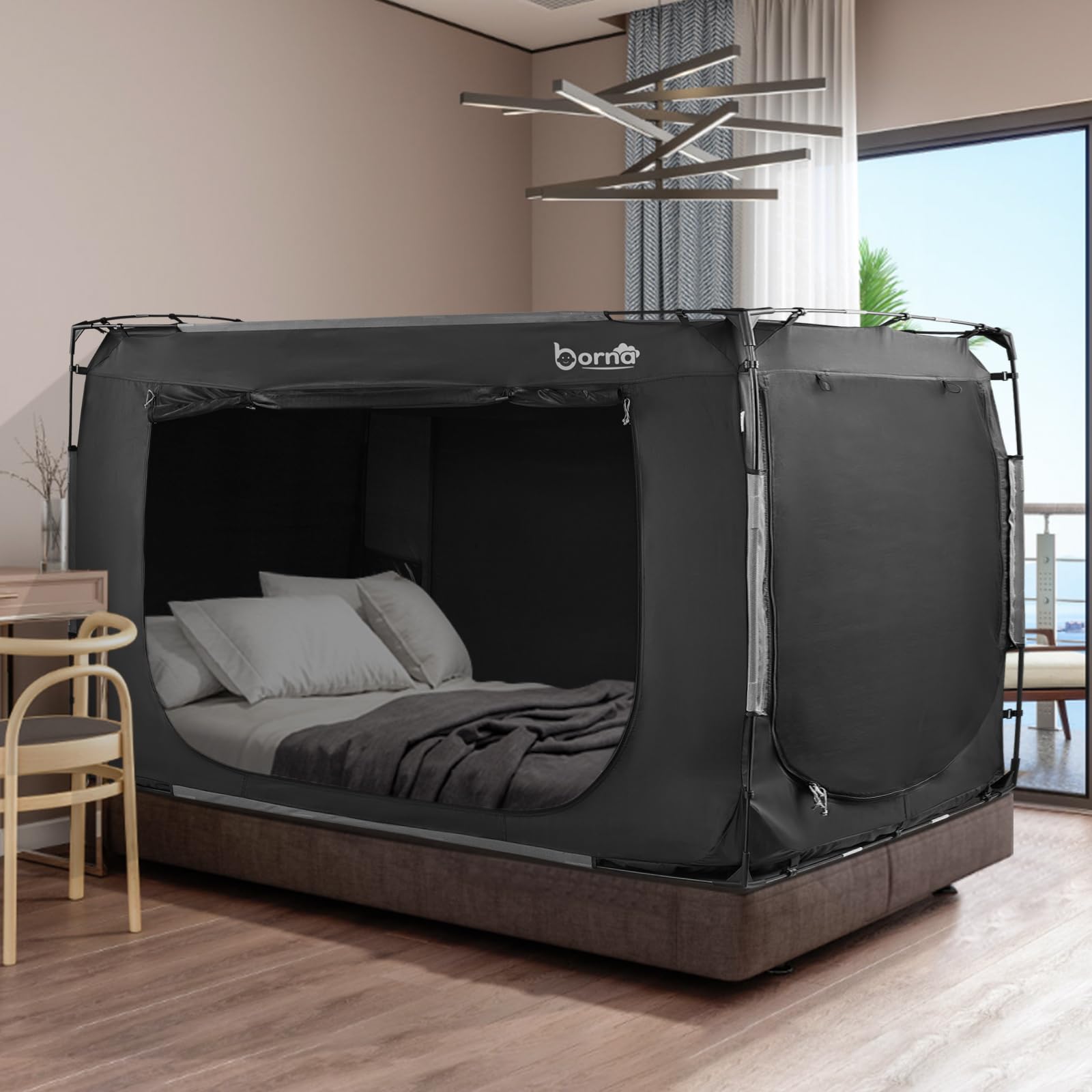 Borna Bed Tent Bed Canopy Queen Size For Adult And Kids,Portable Sleeping Tents Dream Tents Indoor For Kids And Adult, Breathabl