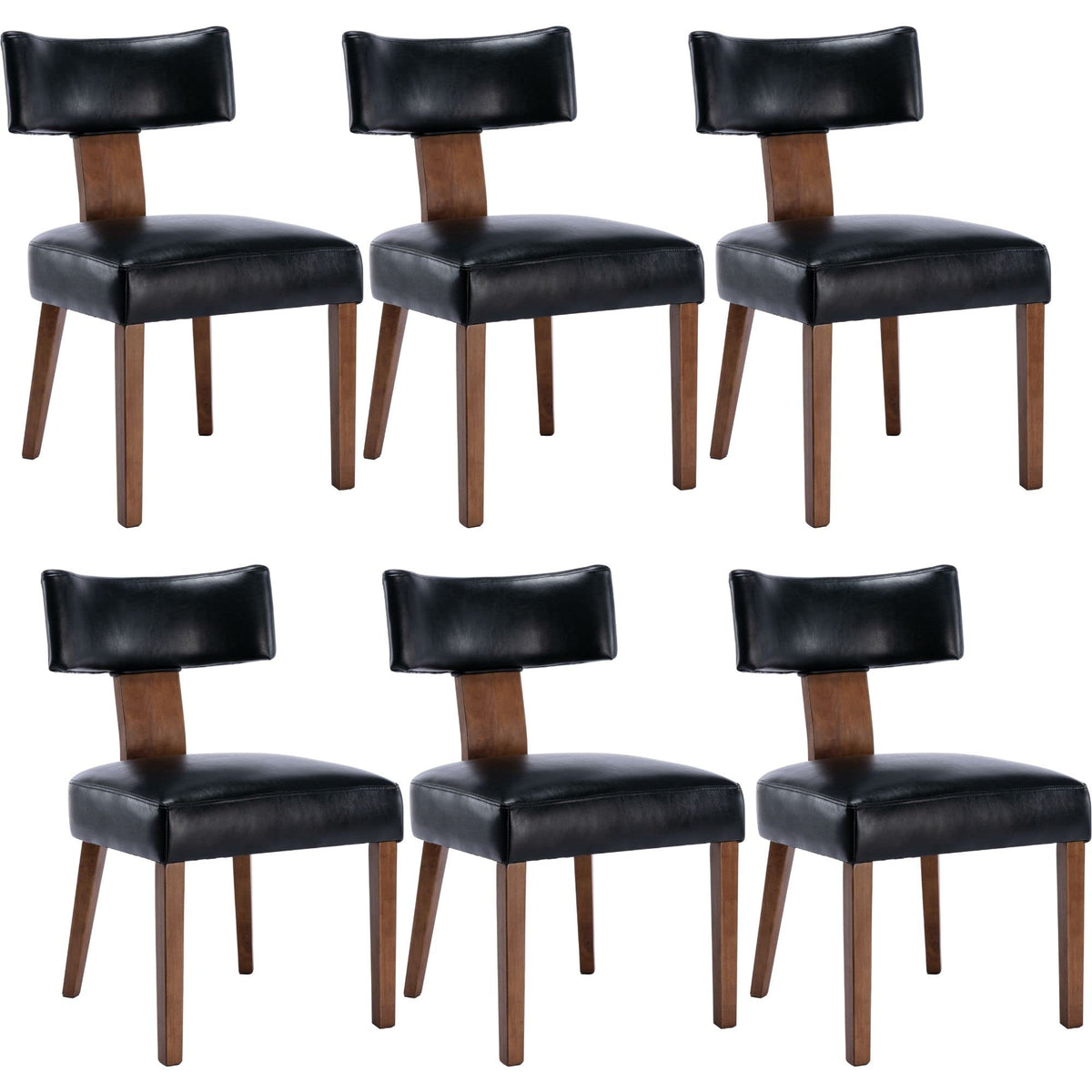 Rivova Mid Century Modern Dining Chairs Set Of 6 Pu Leather Upholstered Side Chairs, Modern Kitchen Armless Parson Chairs Solid