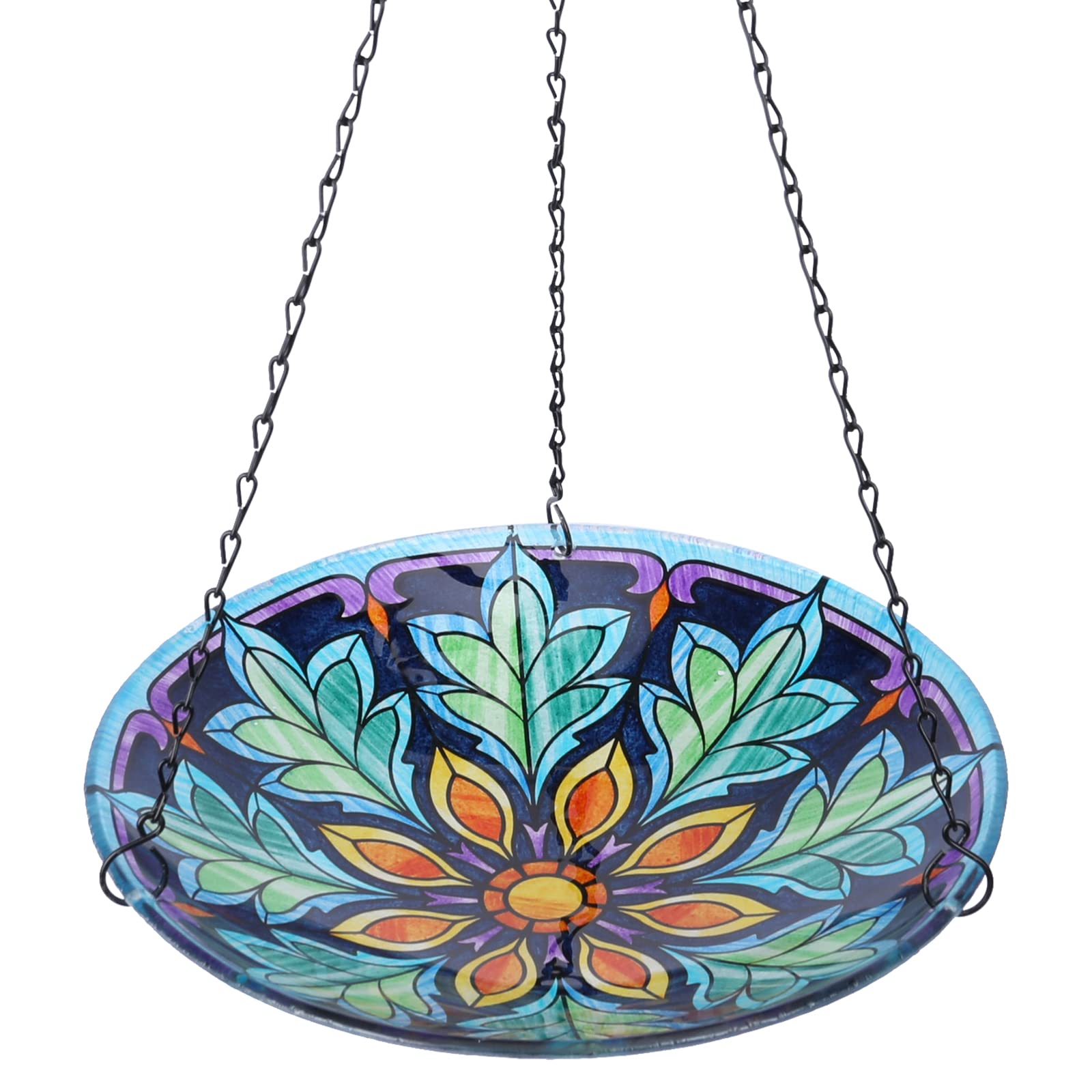 Mumtop Hanging Bird Bath - Bird Baths For Outdoors, 11 Inch Glass Bird Bath Bowl Outdoor Bird Feeders For Garden Yard And Patio