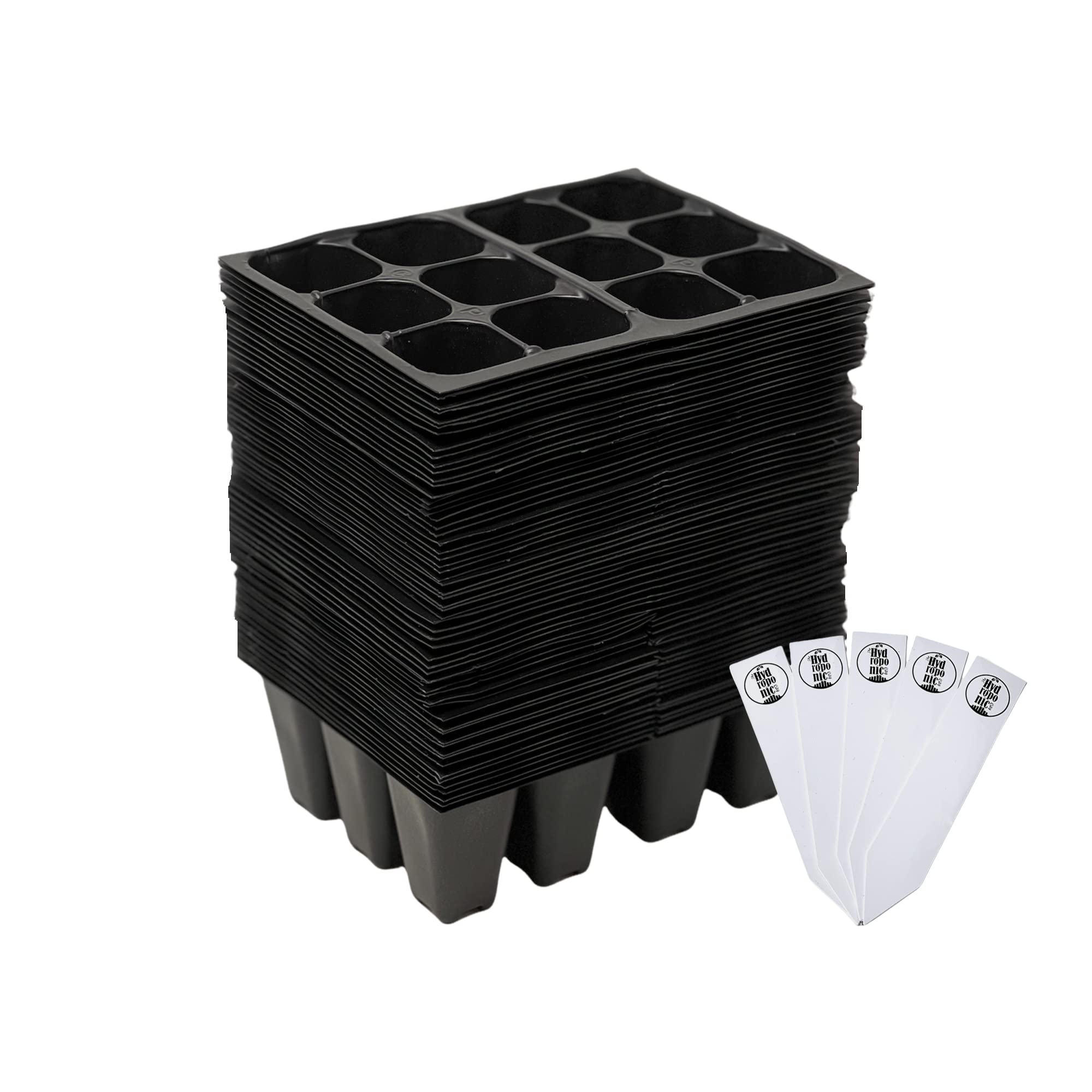 The Hydroponic City Seedling Starter Trays (120 Trays - 720 Cells Total) + Plant Stakes