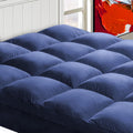 Mattress Topper Twin Xl For Back Pain, Extra Thick Mattress Pad Cover, Plush Pillow Top, Deep Elastic Pocket, Navy
