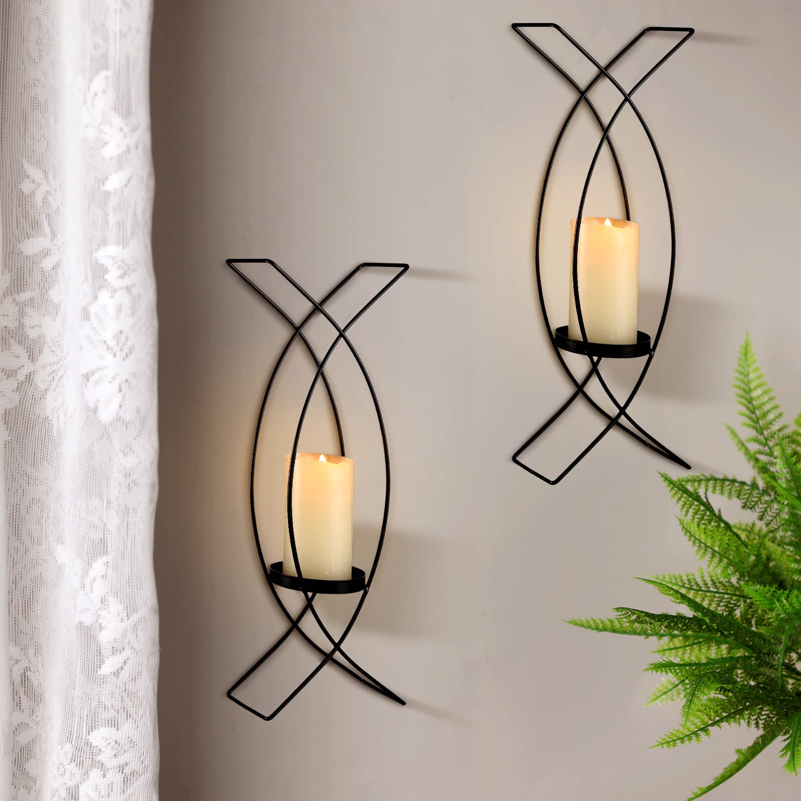 Candle Sconces Set of Two Metal Wall Sconce Candle Holder Wall Mounted Wall Sconces Decorative Iron Candle Holder for Living Roo