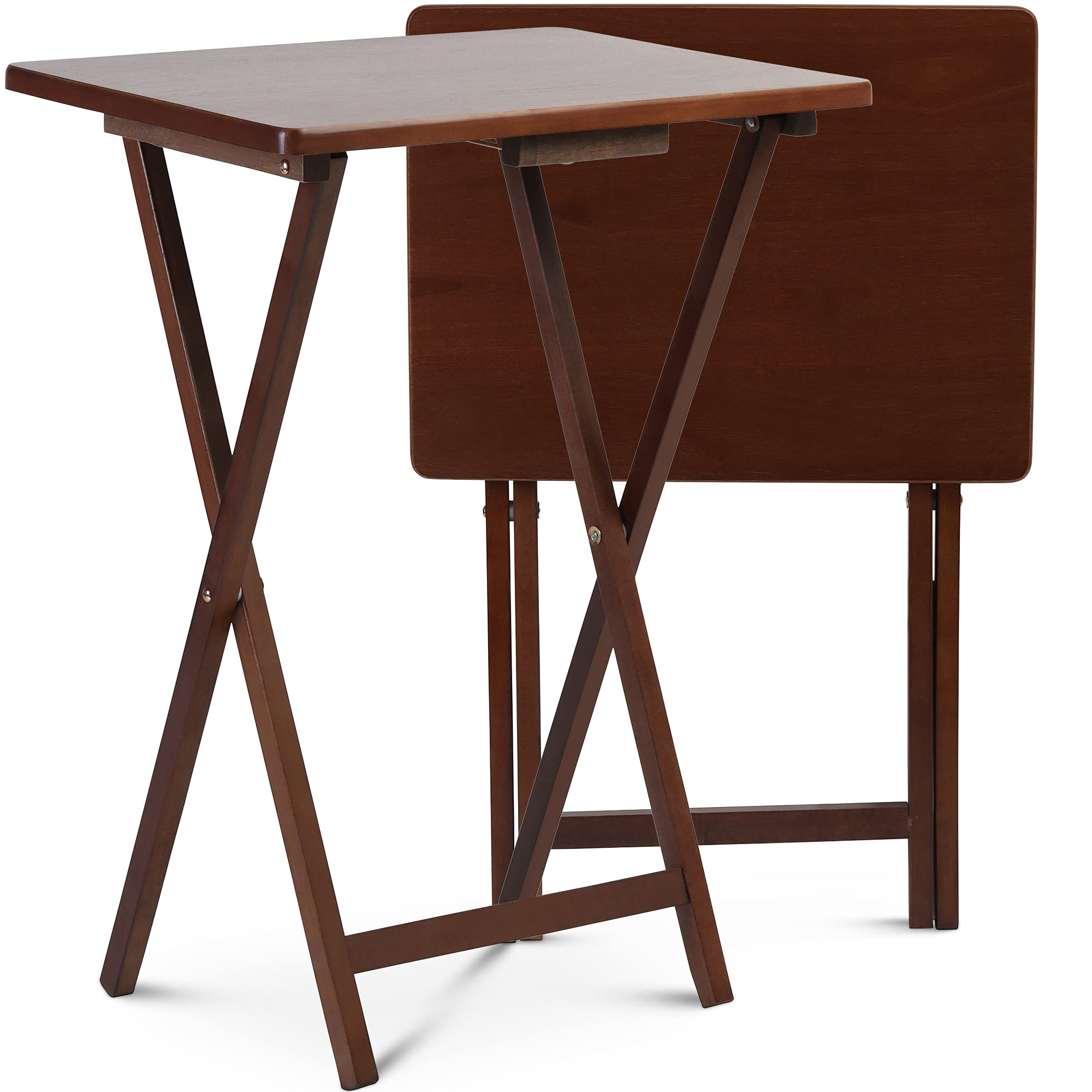 Pj Wood Folding Tv Tray & Snack Table Set Of 2 - Honey Oak