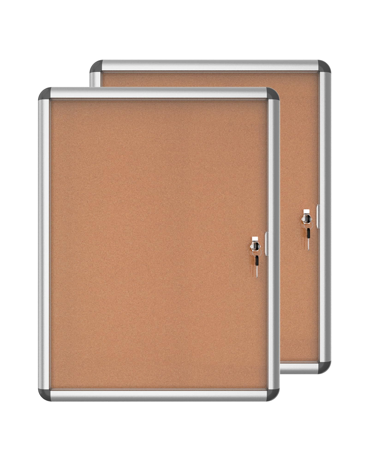 Mifuro 2 Pack 26'X20' Enclosed Bulletin Board, Lockable Weather-Resistant Aluminum Cork Noticeboard For School & Office, Silve